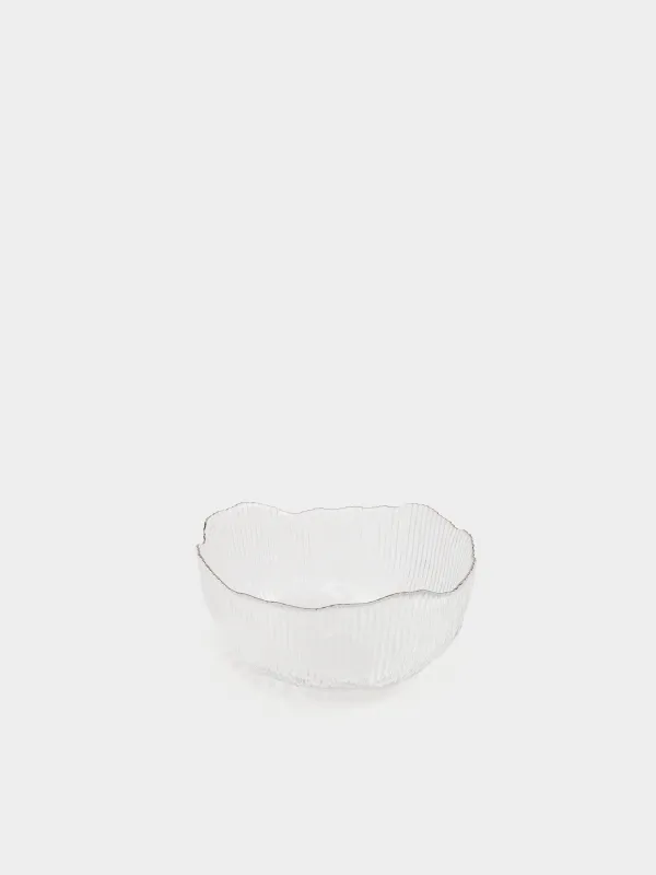 Salad bowl, 17x8 cm, 900 ml, glass R, with silver edging, Argos silver, image-1