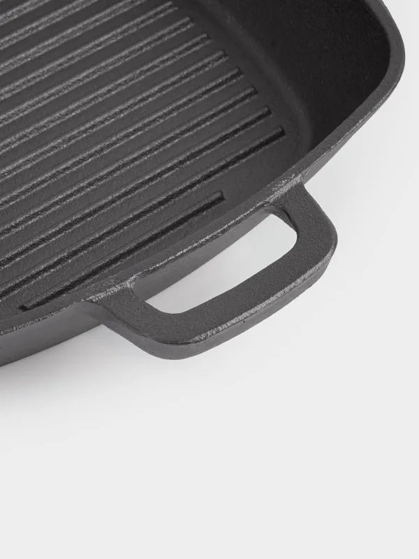 Grill pan, 26 cm, with handles, cast iron, square, black, Authentic, image-5