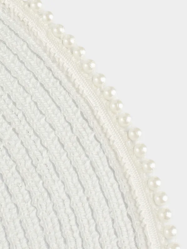 Placemat, 38 cm, polyester / plastic, round, white, Pearl border, Rotary shine, image-3