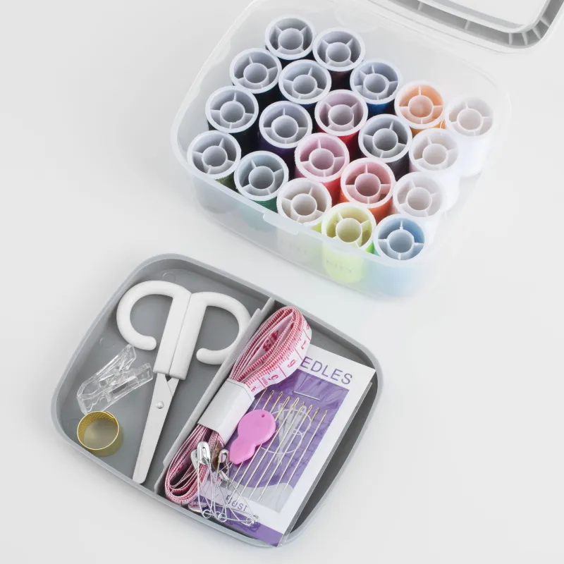 Sewing and needlework set, 13x10 cm, 40 items, in organizer, plastic / metal, gray, Thread, image-3