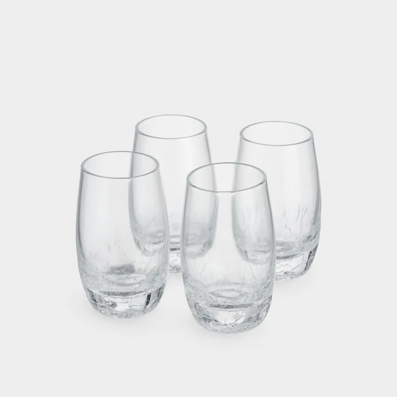 Drinking glass, 70 ml, 4 pcs, glass, Craquelure, Ice