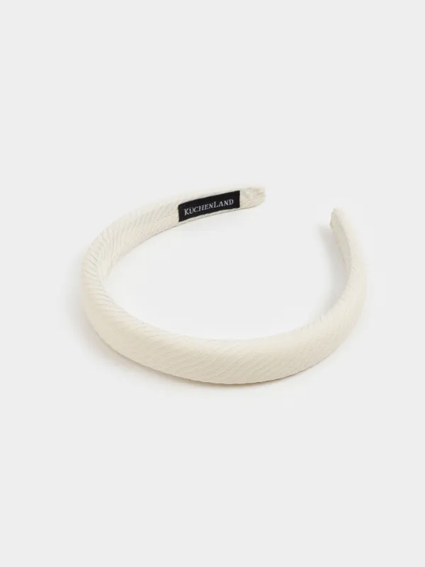 Hair band, 14x16 cm, Polyester / plastic, Beige, Lines, Basic, image-1