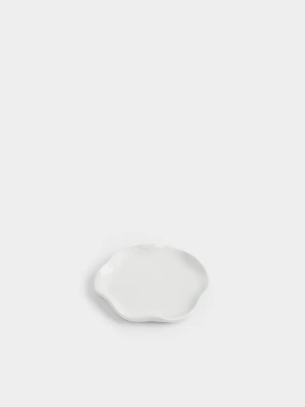 Spoon stand, 12 cm, ceramic, milky, Wavy edge, Crumple, image-1