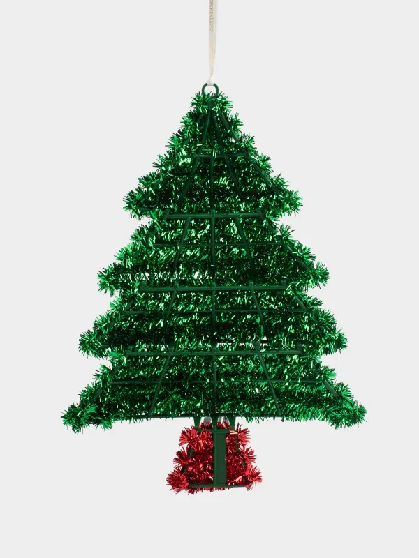 Embellishments, decorative, 36 cm, hanging, tinsel / plastic, green, Christmas tree, Tinsel decor, image-3