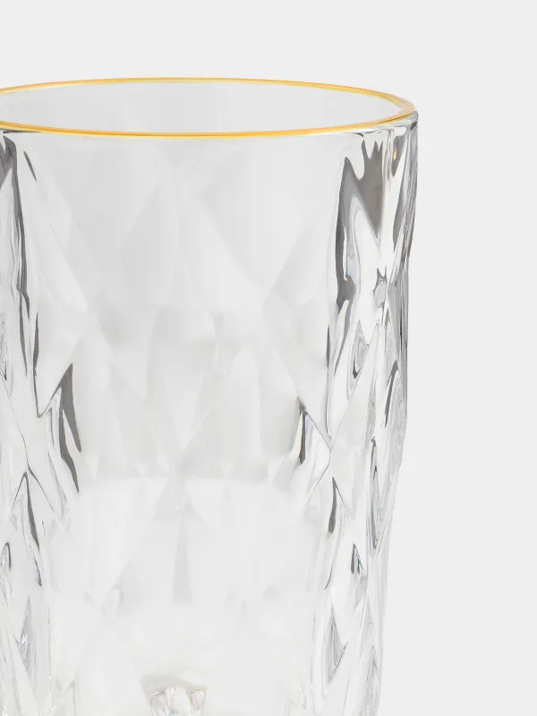 Glass, 12 cm, 340 ml, glass R, with golden edging, Rhomb gold, image-2