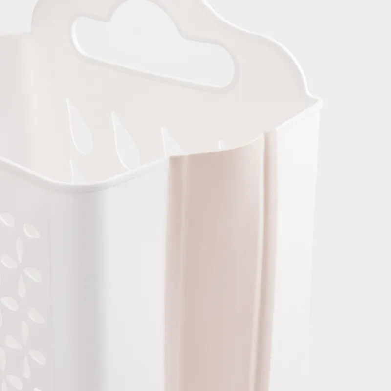 Laundry basket, 25x34x48 cm, folding, plastic / rubber, beige-pink, Foldaway, image-5