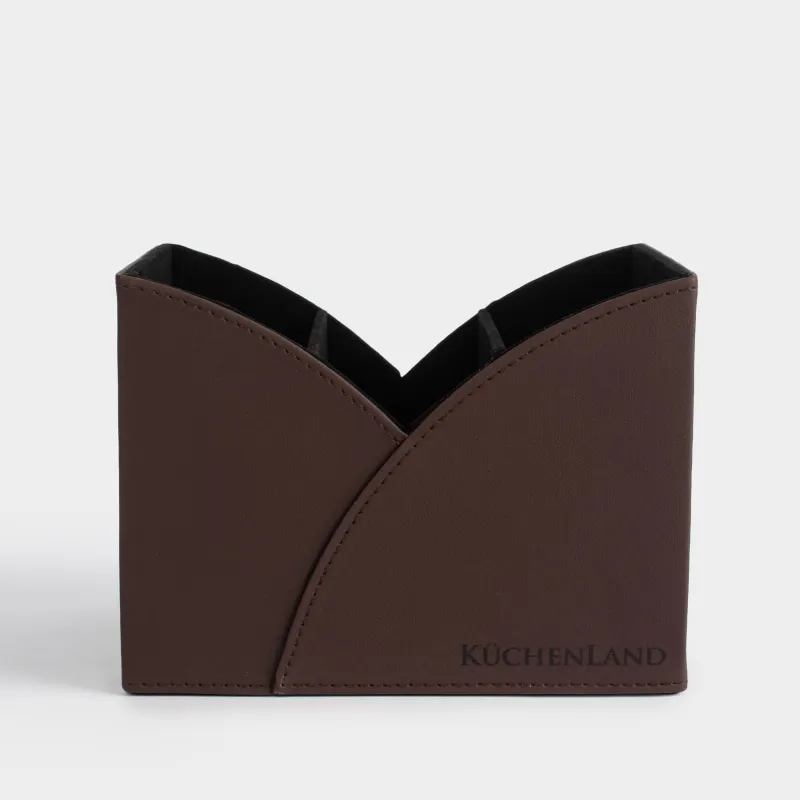 Basket organizer for storage, 18x14 cm, 3 compartments, polyurethane, brown, Premiere