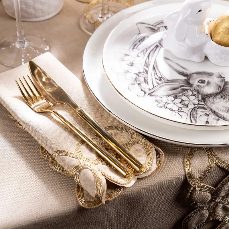 Silverware, 6 pers, 24 pr, steel, gold, Dublin, image-4