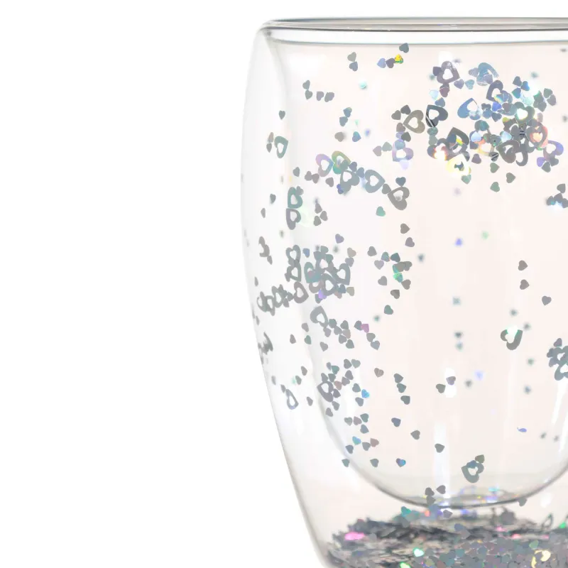 Mug, 330 ml, 2 pcs, B glass, mother of pearl, with silver hearts, Air sparkly, image-2