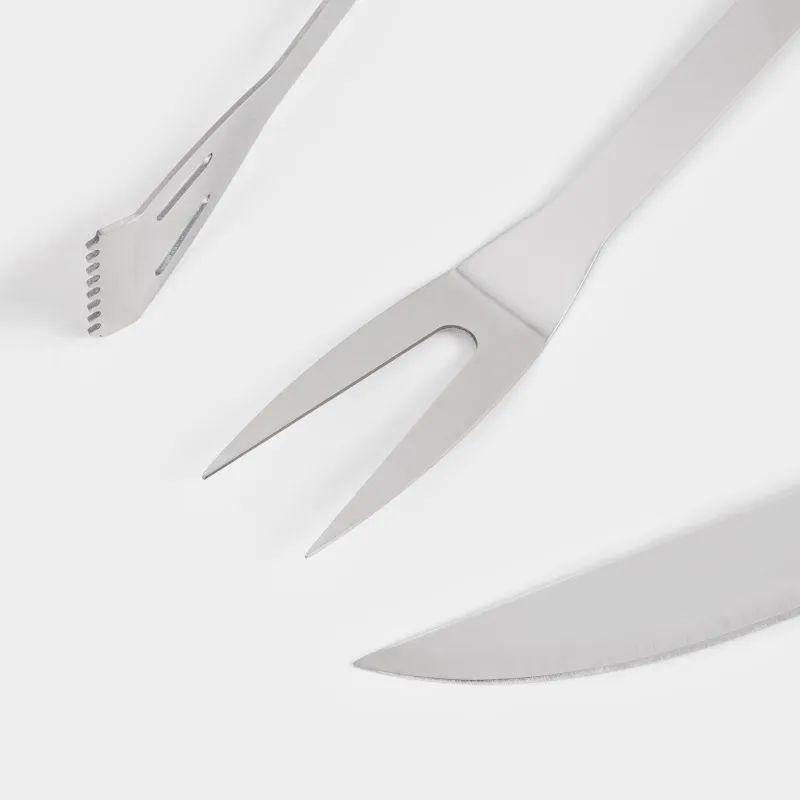 BBQ set, 3 items, in leather case, steel / plastic / eco-leather, BBQ, image-6