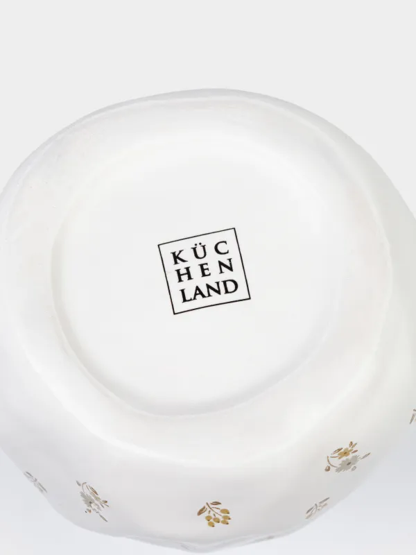 Oil or vinegar container, 350 ml, with handle, ceramic / cork, milky, Vintage flowers, La flore, image-5