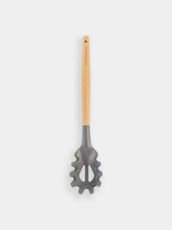 Spaghetti spoon, 31 cm, silicone/wood, gray, Weekend, image-0