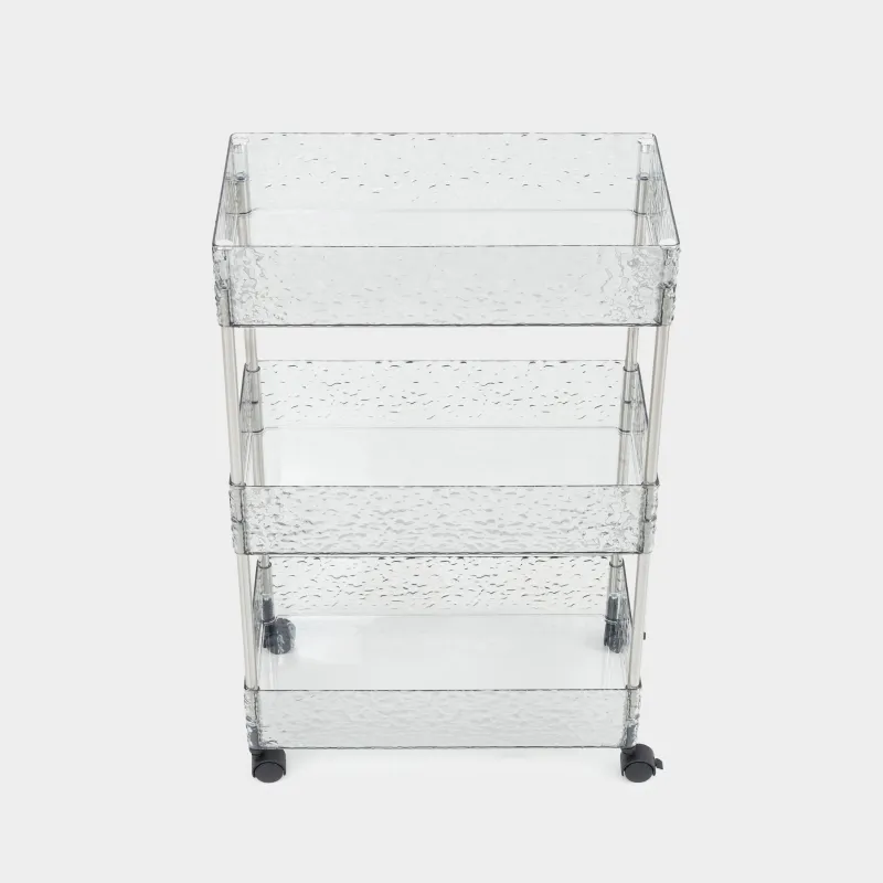 Bookcase, 3-tier, 40x22x63 cm, on wheels, with baskets, plastic, gray, Renaissance clear, image-4