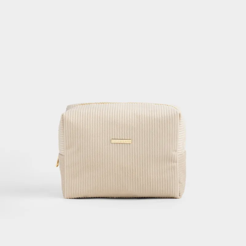 Makeup bag, 21x15 cm, ribbed, velvet, beige, Moire