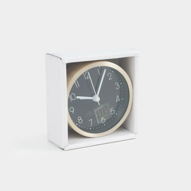 Alarm clock, 9 cm, metal / glass, round, black and white, Dial, image-6