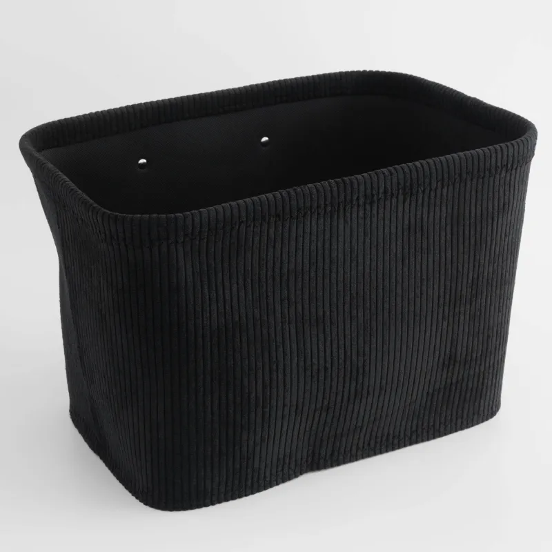 Laundry basket, 38x26x25 cm, with handles, polyester, rectangular, black, Black style, image-3
