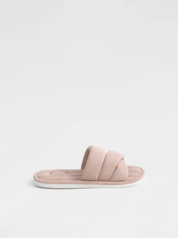 Women's slippers, homewear, size 36-37, velvet, dusty pink, Sunlit, image-0
