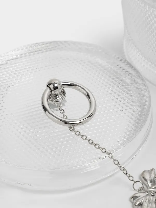 Storage container, 12x8 cm, 380 ml, glass R/metal, Silver bow, Naiad, image-4