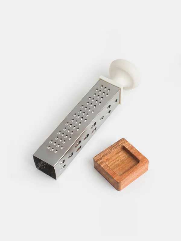Grater, 23 cm, on a stand, four-sided, steel / plastic / wood, Galori, image-3