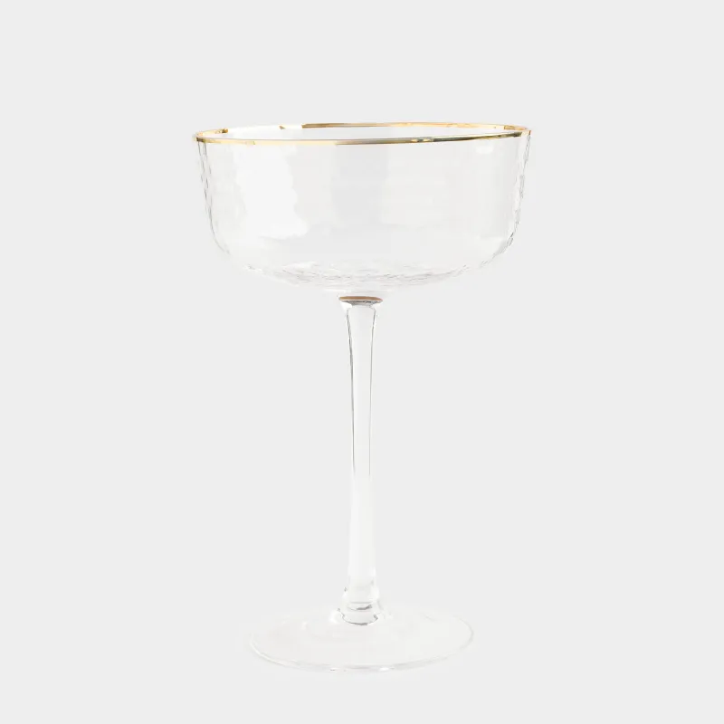 Drinking glass, 170 ml, 2 pcs, glass, with golden edging, Ripply gold, image-1