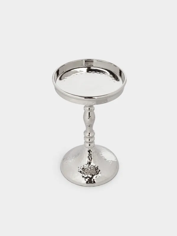 Candle holder, 32 cm, on a leg, glass / metal, silver, Fantastic R, image-2