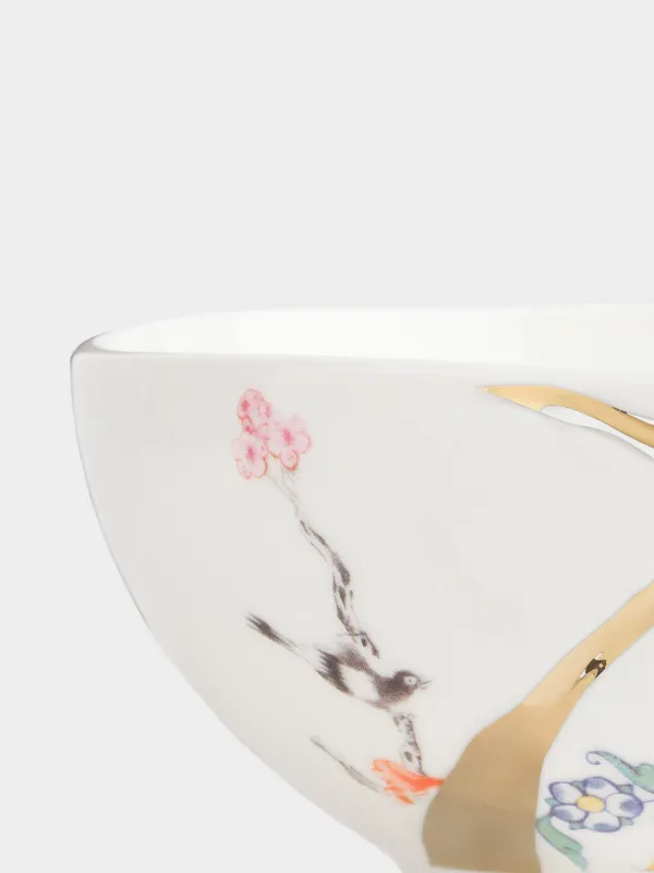 Bowl, 13x6 cm, 400 ml, porcelain N, white and gold, Kintsugi, Kintsugi, image-3
