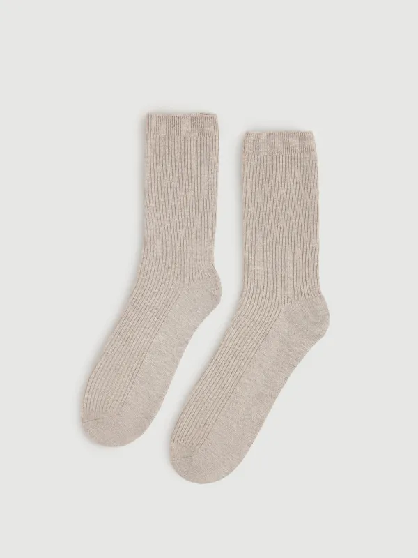 Women's socks, cotton / polyester, beige, Rubchik, image-0