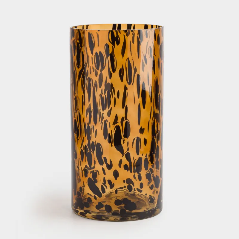 Flower vase, 30 cm, glass, brown, Animal pattern, Nors color