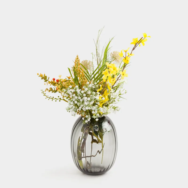 Flower vase, 24 cm, glass, grey gradient, Ledge gradient, image-5