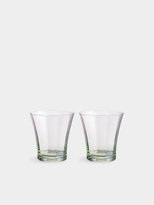 Glass, cm, 330 ml, 2 pcs, glass, purple-green, Flevertino, image-0