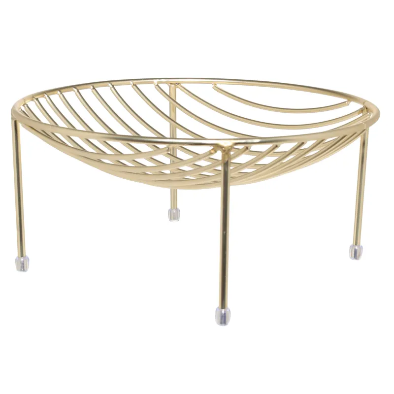 Fruit basket, 26 cm, with legs, metal, golden, Twist gold, image-0