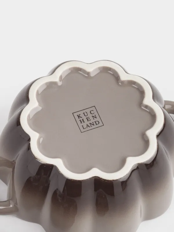 Cocotte, 11 cm, 350 ml, with lid, ceramic, grey-brown, Pumpkin, Gourd, image-4