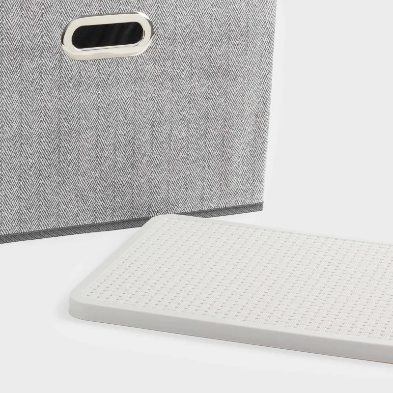 Organizer-box for things, 38x26 cm, with handles/lid, textile / plastic, gray, Pedant new, image-3