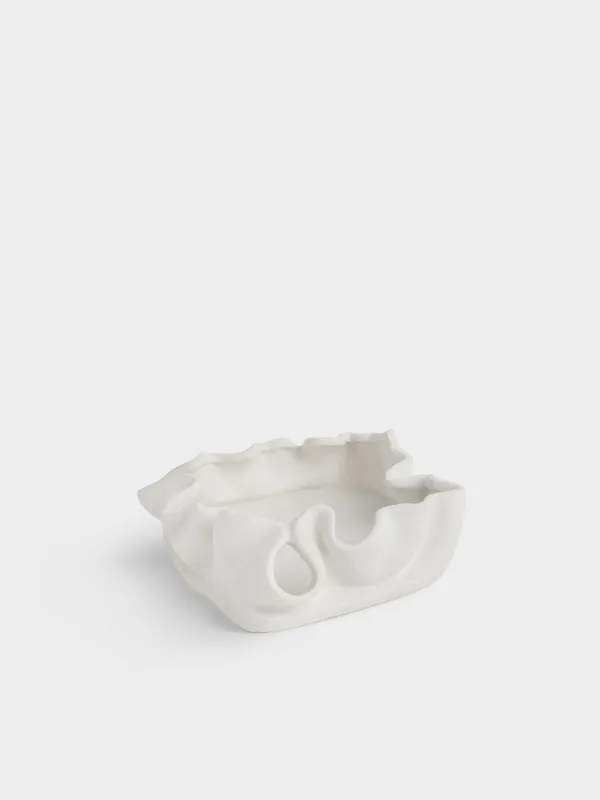 Decorative dish, 17 cm, ceramic, milky, Crumpled effect, Crumple, image-0