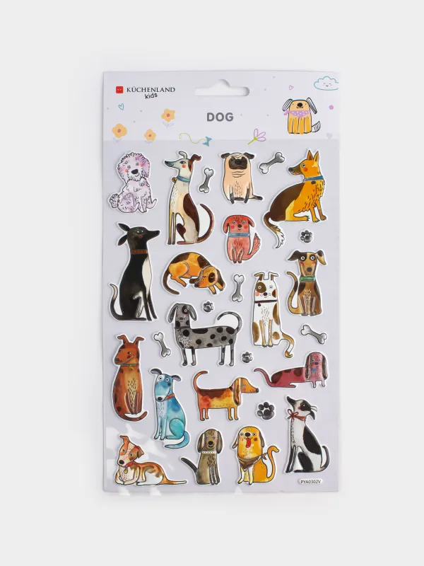 Sticker set, 21x14 cm, 27 pcs, Disposable, PVC / Epoxy resin, Dogs, Dog, image-5