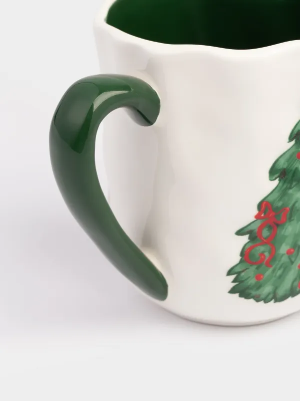 Mug, 580 ml, ceramic, Horse with Christmas tree, Christmas green, image-3