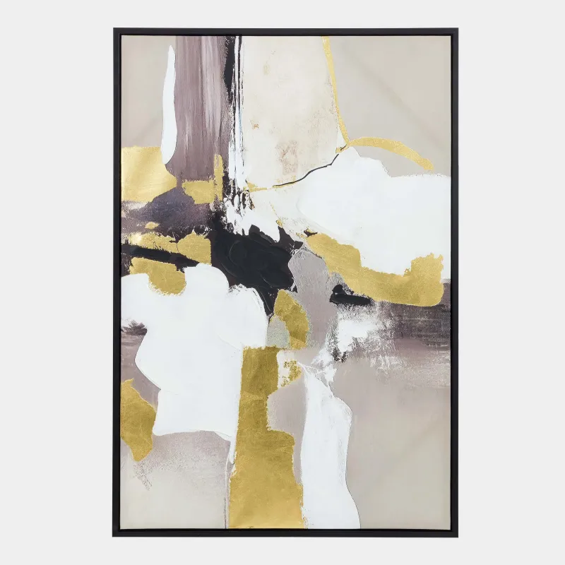 Framed painting, 80x120 cm, golden grey canvas, Abstract, image-0