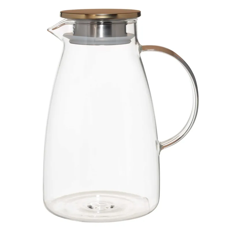 Jug, 2 l, with filter lid, glass B / steel, golden, Classic gold, image-0