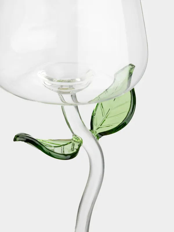 Drinking glass, 470 ml, Glass, Green leaves, Shape, image-2