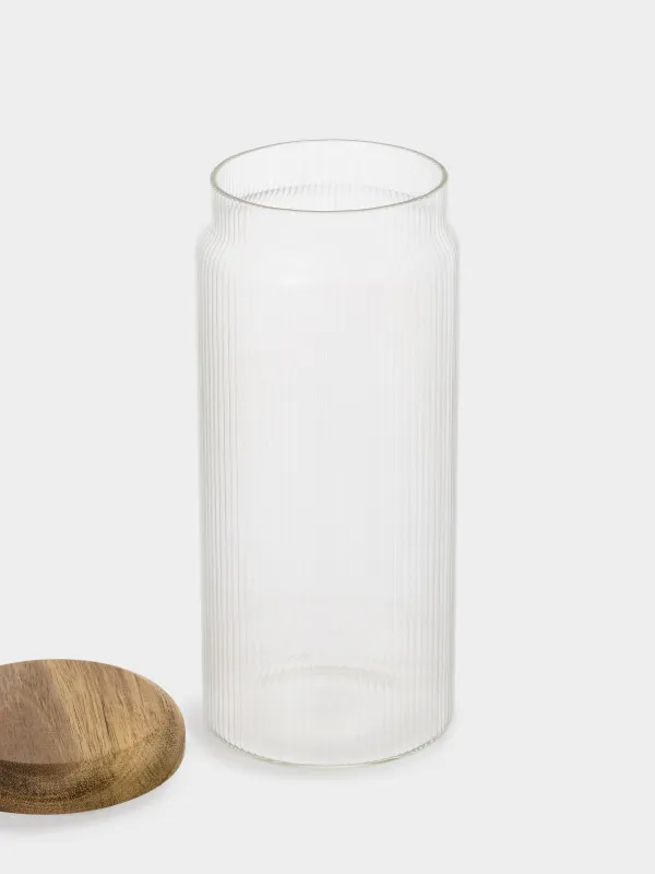 Bulk products jar, 1 l, glass R / wood, Ribby wood, image-4