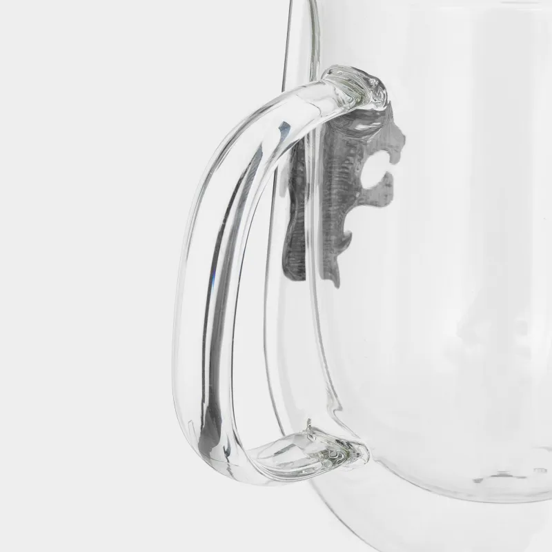 Mug, 350 ml, glass B / metal, silver, Lion, Air zodiac, image-3