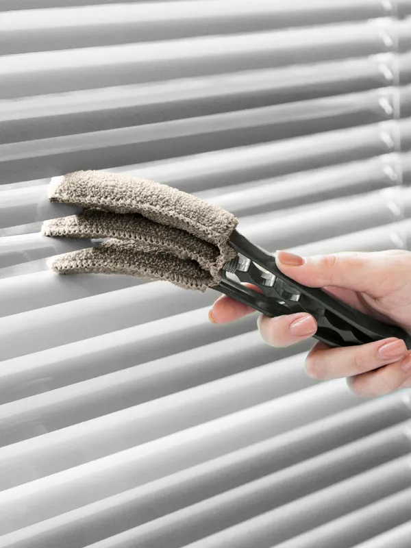 Cleaning brush for blinds and radiator batteries, 21x6 cm, microfiber / plastic, grey, Clean, image-6