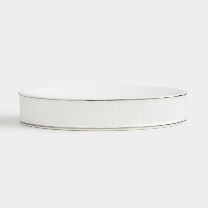 Soap dish, 13x9 cm, porcelain P, oval, white and silver, Antarctica