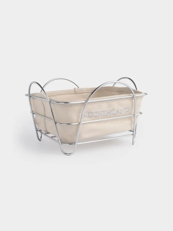 Bread basket, 21x21 cm, cotton/metal, square, Grey/silver, Twist silver, image-2
