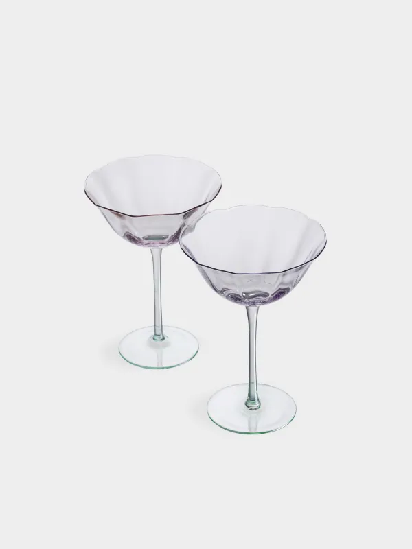 Drinking glass, 290 ml, 2 pcs, glass, purple-green, Flevertino, image-2