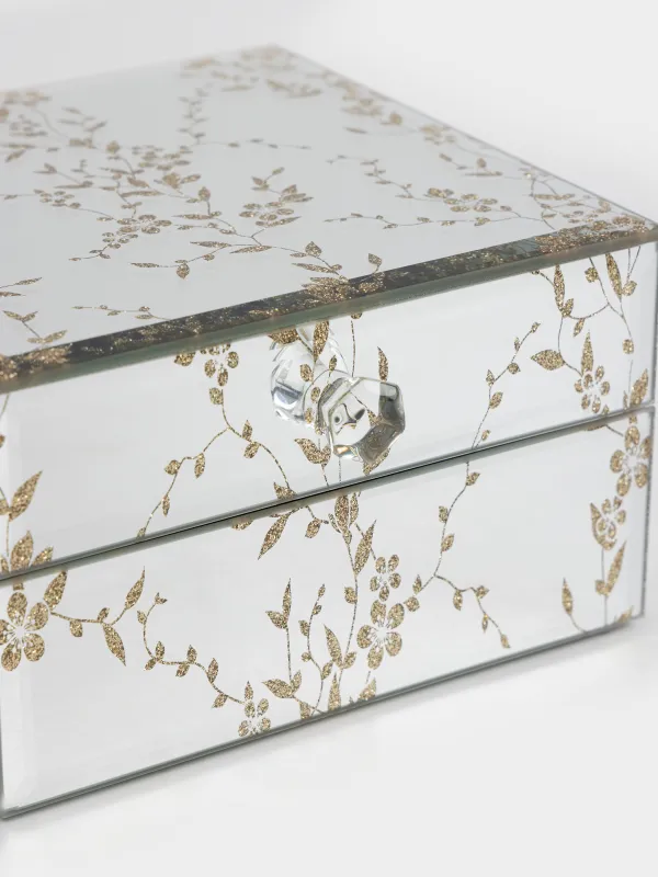 Jewelry box, 13x8 cm, glass, Mirror, Branches, Glossy, image-2