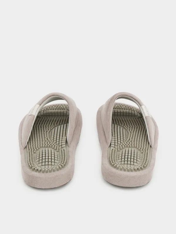 Women's slippers, homewear, size 36-37, corduroy / rubber, gray-purple, Lint, image-4