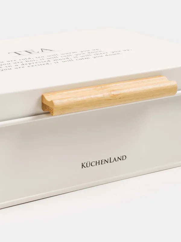 Tea storage box, 22x17 cm, 6 compartments, metal / wood, rectangular, milky, Course, image-6