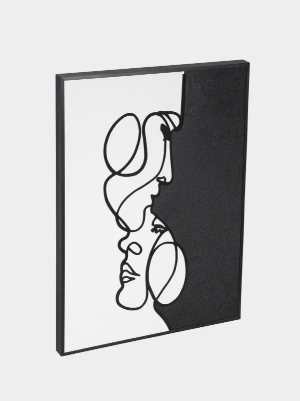 Framed painting, 60x80 cm, canvas, black and white, Faces, Face, image-4