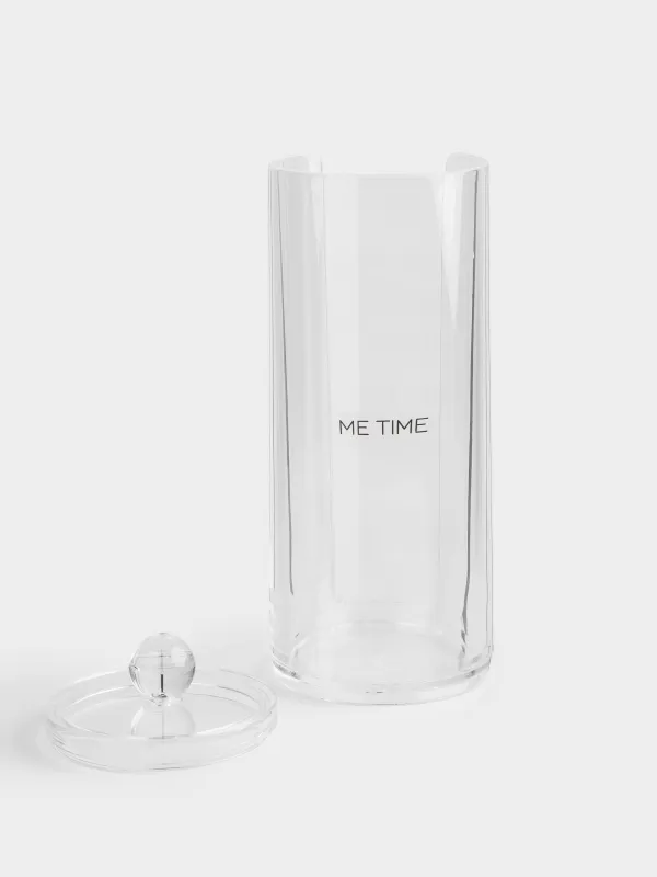 Cotton pad container, 7x20 cm, with lid, plastic, Basic font, image-5